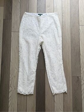 Ralph Lauren Women’s White Lace Crochet pants size 10